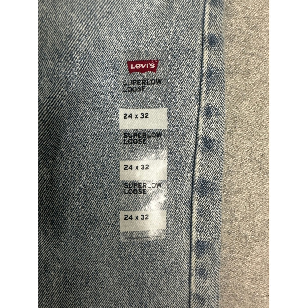 NWT Levis Low Loose Jeans Womens 24x32 Blue Superlow Wide Straight Leg - Picture 7 of 13